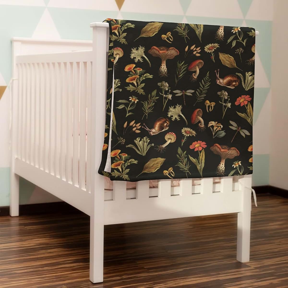 Hwmmbh Vintage Mushroom Forest Flannel Baby Blanket, 60x80