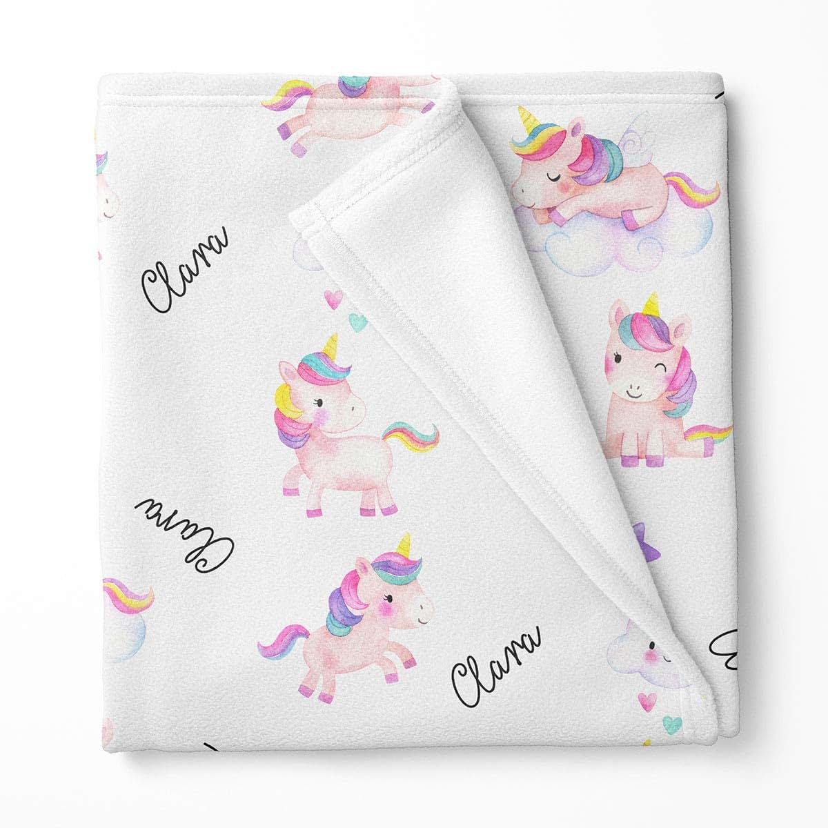 Lovable Gift Co Unicorns and Rainbows Personalized Baby Receiving Swaddle Blanket