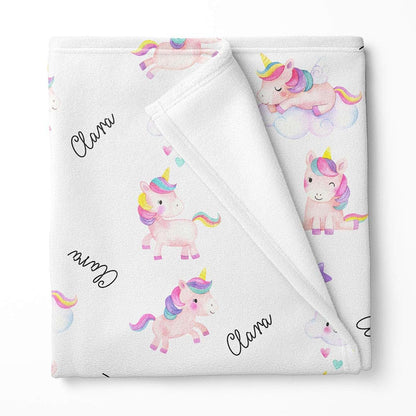 Lovable Gift Co Unicorns and Rainbows Personalized Baby Receiving Swaddle Blanket