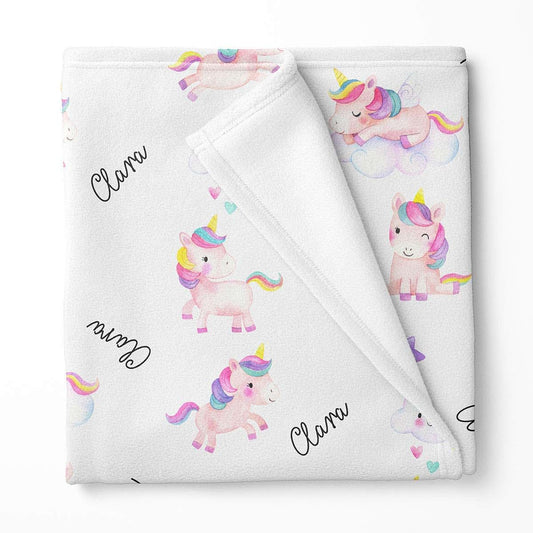Lovable Gift Co Unicorns and Rainbows Personalized Baby Receiving Swaddle Blanket