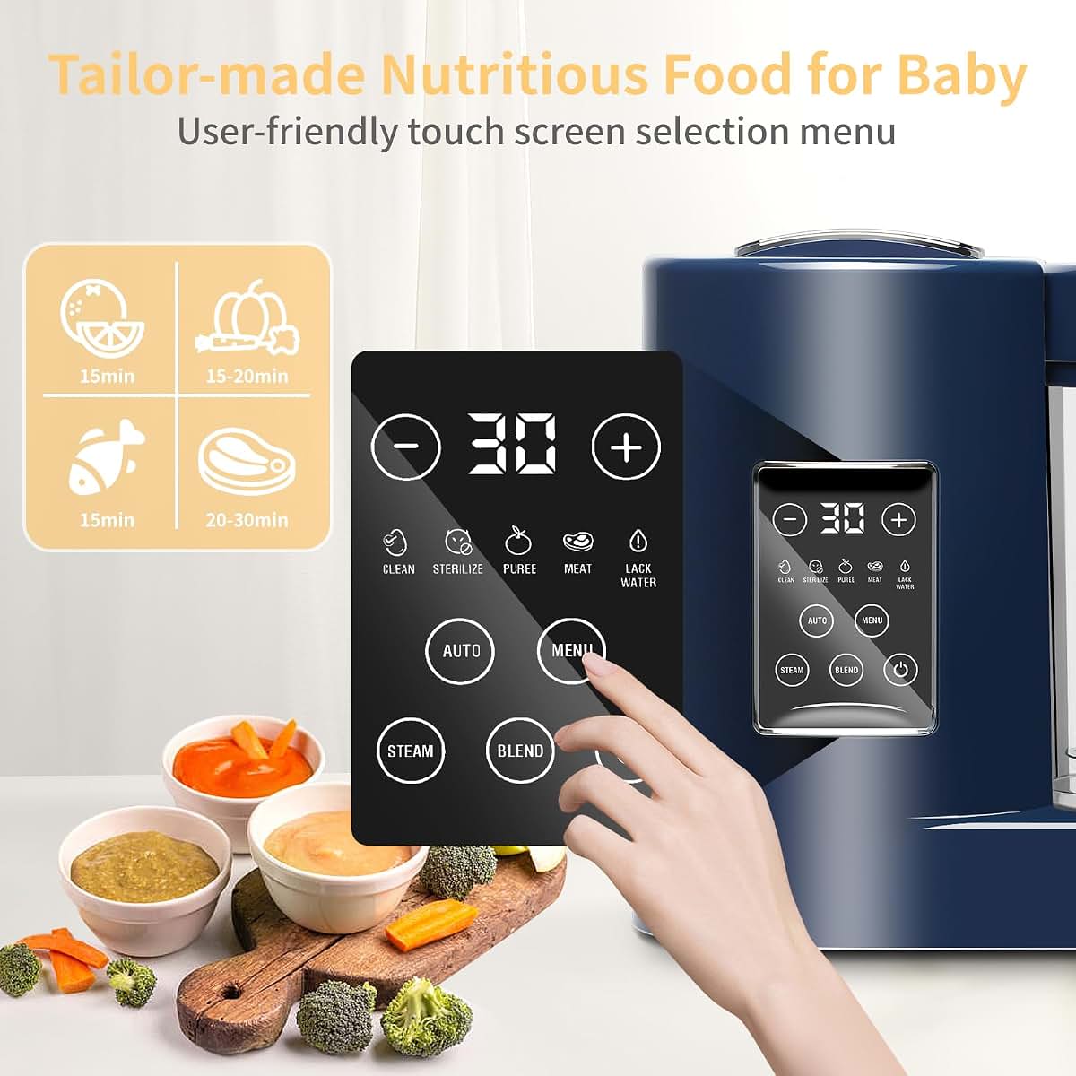 CuddleeBaby Baby Food Maker With Touch Screen Control In Blue (photo 3)