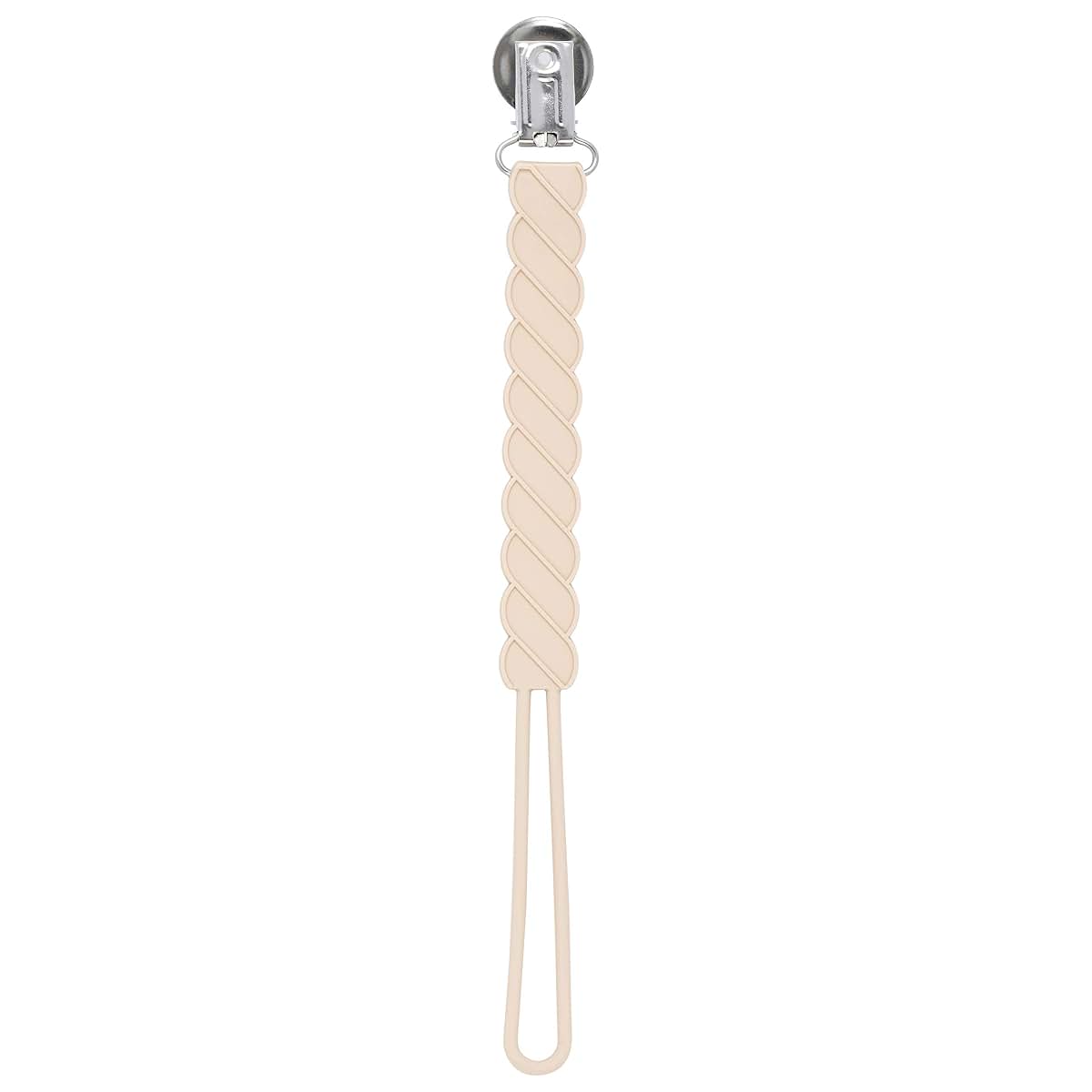 Three Little Tots All Silicone Modern, Short and Safety Tested Pacifier Clip (Tan, Twist) (photo 2)