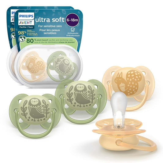 Philips Avent Ultra Soft Baby Pacifier, 6-18 Months, 4-Pack