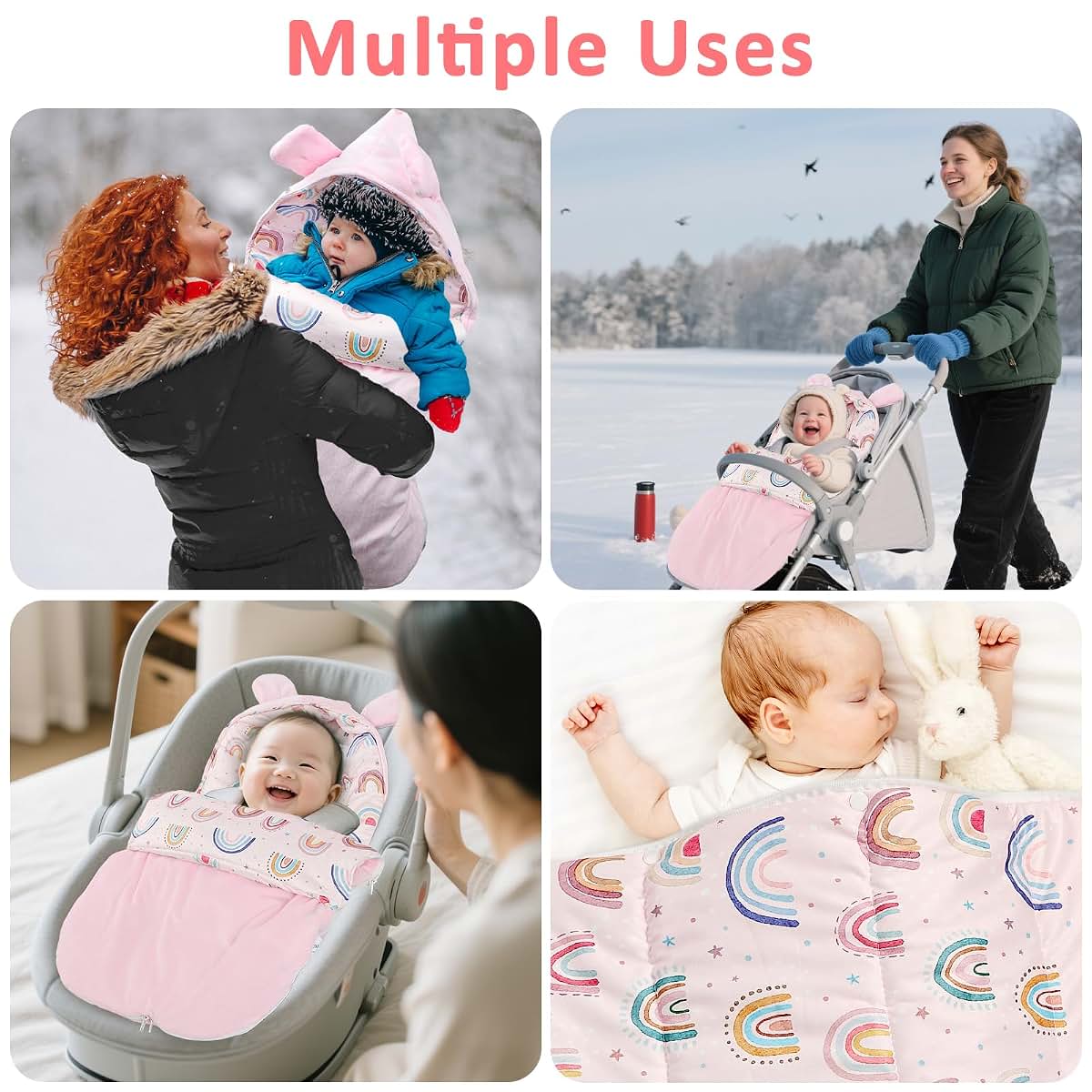Caruili Baby Carseat Blanket And Stroller Bunting Bag In Pink