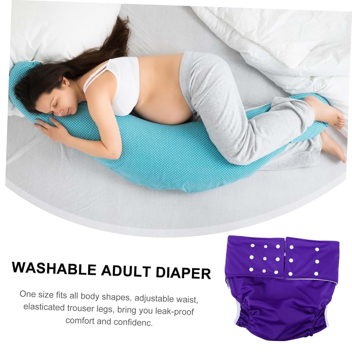 Reusable Adult Diaper Pants with Leak Proof Protection, Purple