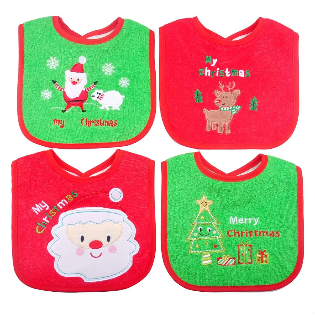 Christmas Baby Bibs 4-Piece Set for Newborn and Toddler