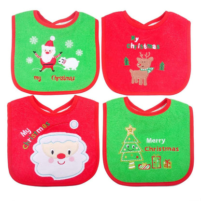 Christmas Baby Bibs 4-Piece Set for Newborn and Toddler