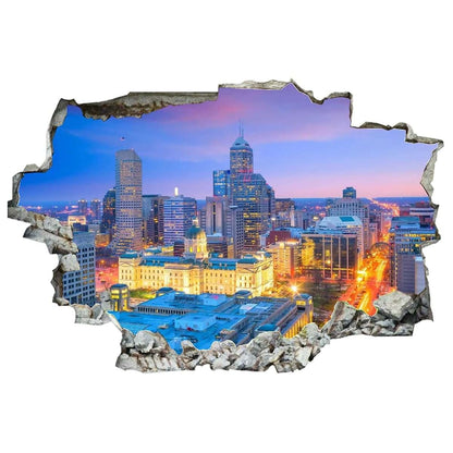 Higoss Indianapolis Skyline 3D Wall Decal, Peel And Stick Mural (photo 2)
