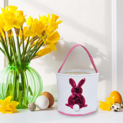 Joyesplay Easter Bunny Baskets, Canvas Bunny Eggs Hunt Basket Egg Bags with Handles, Easter GrassHandbag Rabbit Fluffy (photo 3)