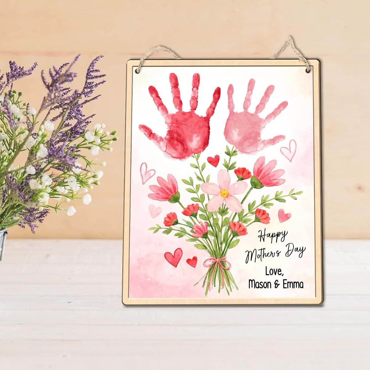 BabyOneStop Pink Floral Bouquet DIY Baby Handprint Craft Sign