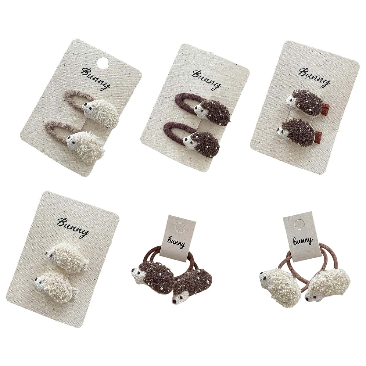 Vdaxvme Animal Hair Clip And Tie Set With Hedgehog Embroidery (photo 3)
