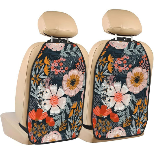 Bgscvir Floral Navy Pink Orange Car Seat Back Protector - 2 Pack