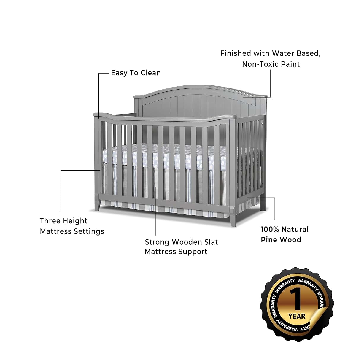 Sorelle Fairview 4-in-1 Convertible Crib in Grey (photo 3)