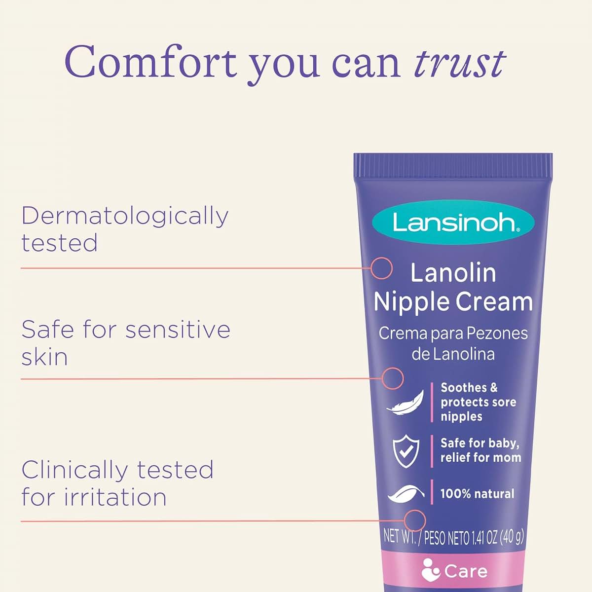 Lansinoh Breast Cream, 1.41 Ounce Tube (Pack of 3)