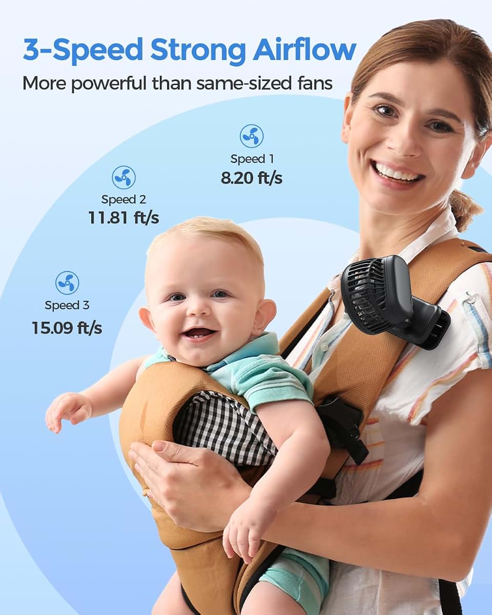 Amacool Mini Fan with Clip for Carriers and Strollers