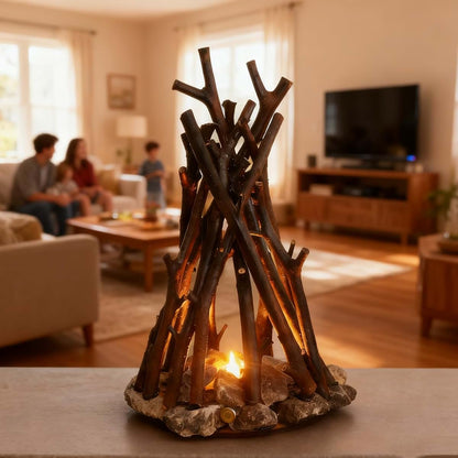 Campfire Lamp Night Light with Realistic Flame Sound