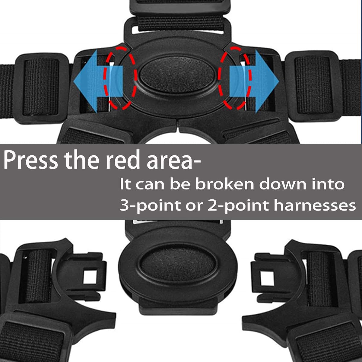 Universal 5 Point Harness Strap, Adjustable Harness Belt For High Chair And Stroller