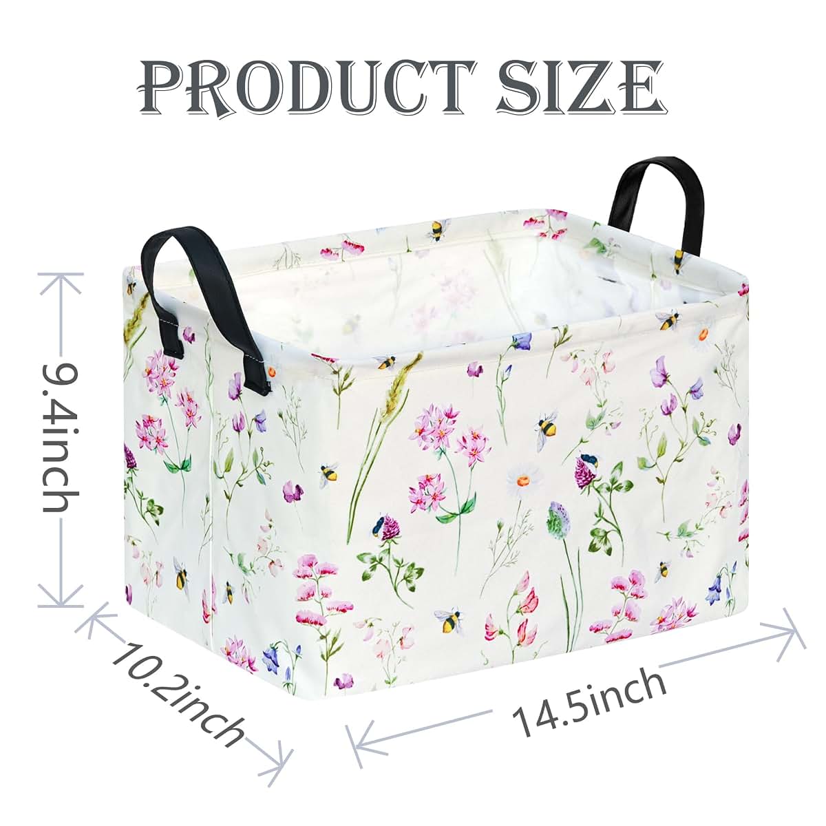 ACMUUNI Rectangle Nursery Storage Basket with Handles, Foldable Laundry Hamper