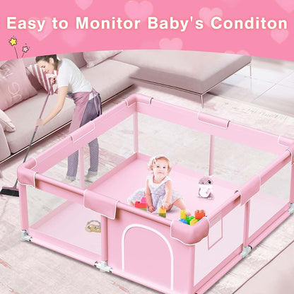 Jaobeem Pink Playpen for Toddlers - Indoor/Outdoor Activity Center