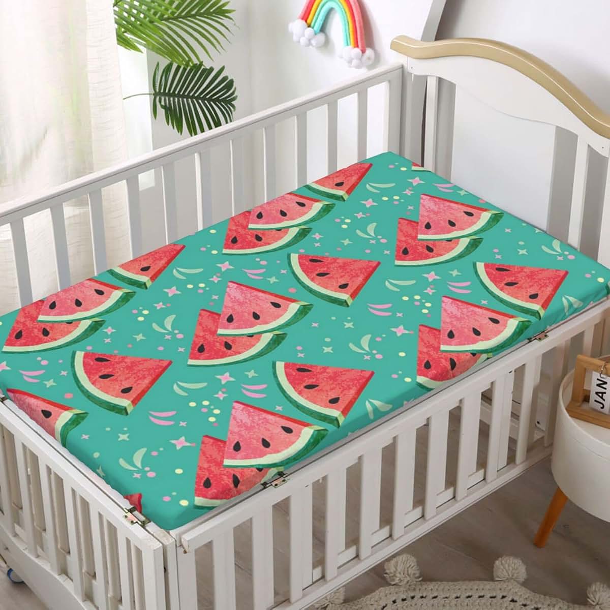 BabyOneStop Watermelon Themed Fitted Mini Crib Sheet