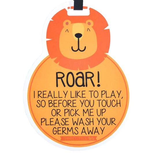 Three Little Tots Lion Animal Theme No Touching Baby Car Seat Sign and Stroller Tag