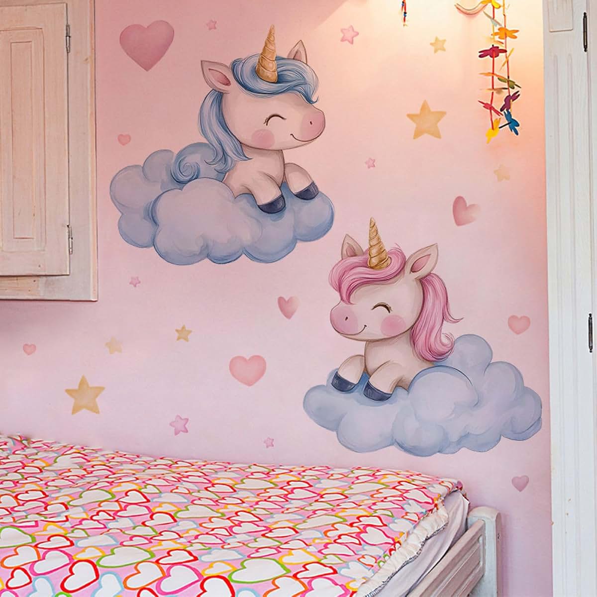 fufuquare Cartoon Pastel Unicorn Wall Stickers Nursery Decor