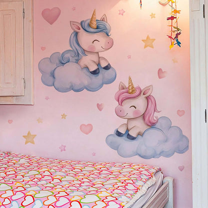 fufuquare Cartoon Pastel Unicorn Wall Stickers Nursery Decor