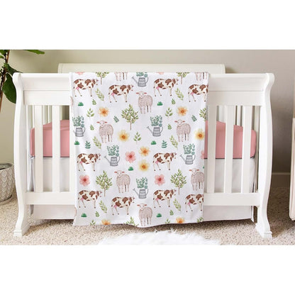 SqtmuHLuo Farm Animals Baby Blanket, Lightweight Flannel Swaddle