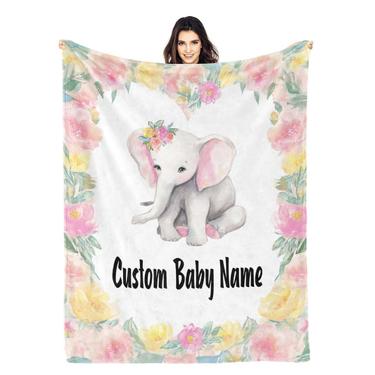 JIAYUEGO Personalized Baby Blanket with Name, Custom Name Blanket for Kids Soft Flanne Blankets Personalized Baby Gifts