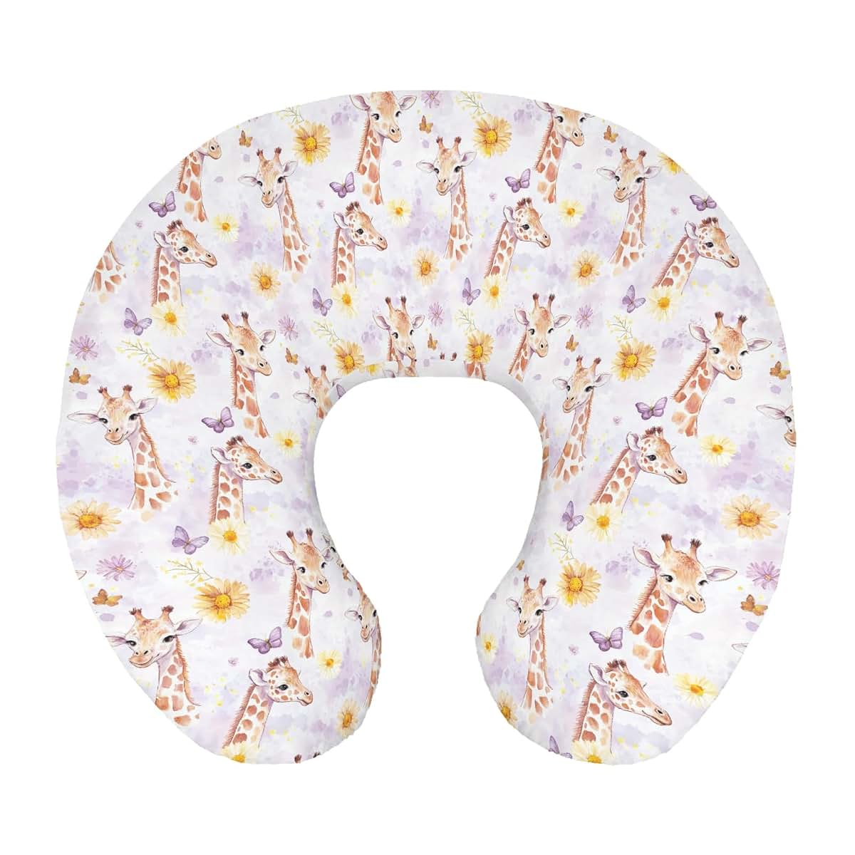 Wicbfdfv Purple Giraffe Floral Butterflies Nursing Pillow Cover