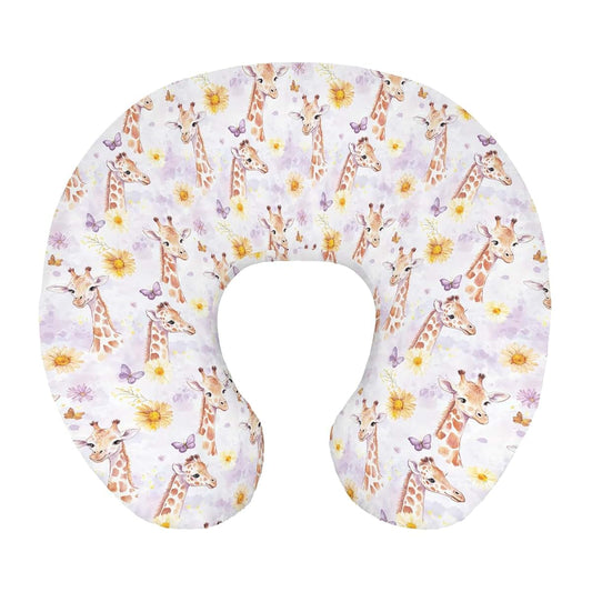Wicbfdfv Purple Giraffe Floral Butterflies Nursing Pillow Cover
