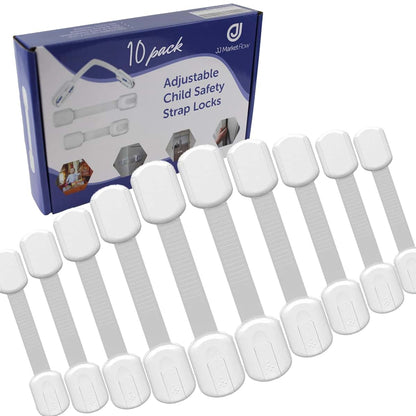 JJ MarketFlow Child Proof Cabinet Locks, 10-Pack Adhesive Safety Straps