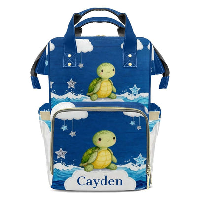 YallLocoMo Personalized Diaper Bag Backpack Name Watercolor Turtle Star Functional Waterproof Bag: Gift for Moms, Dads