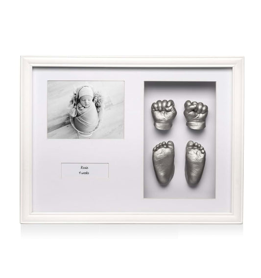 Happy Stages 3D Baby Hands and Feet Plaster Mould Casting Kit with White Frame