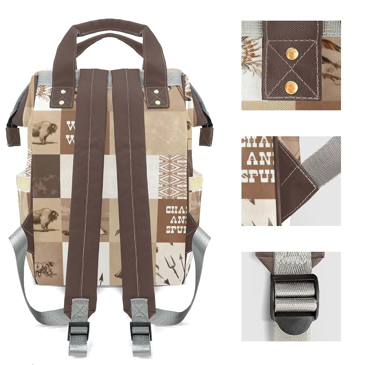YallLocoMo Personalized Diaper Bag Backpack Name West Cowboy Life Wild Large Capacity Nappy Bag: Designed for Travel & (photo 4)