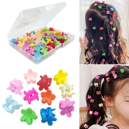 Tesvyns Mini Flower Hair Clips, 50-Piece Colorful Floral Claw Set for Toddlers