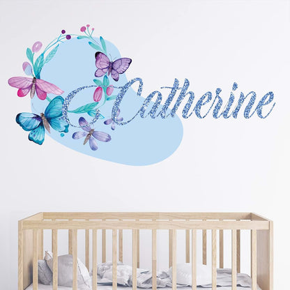 AdesiivoStudio Butterfly Name Wall Decals For Girls Bedroom Decor