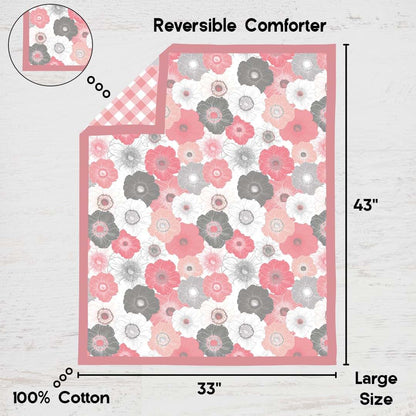 Bacati Watercolor Flowers 10-Piece Crib Bedding Set In Coral And Gray (photo 2)