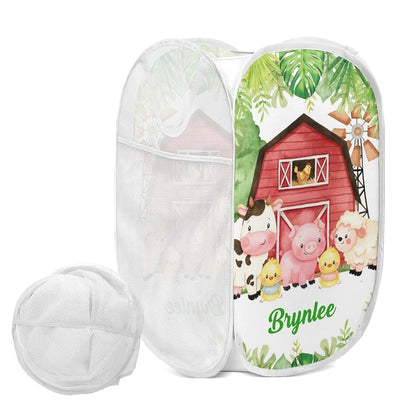 Joyestore Farm House Animals Cow Sheep Pig Personalized Storage Bin,Waterproof Foldable Clothes Mesh Basket for Laundry