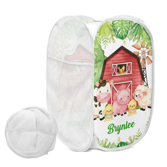 Joyestore Farm House Animals Cow Sheep Pig Personalized Storage Bin,Waterproof Foldable Clothes Mesh Basket for Laundry