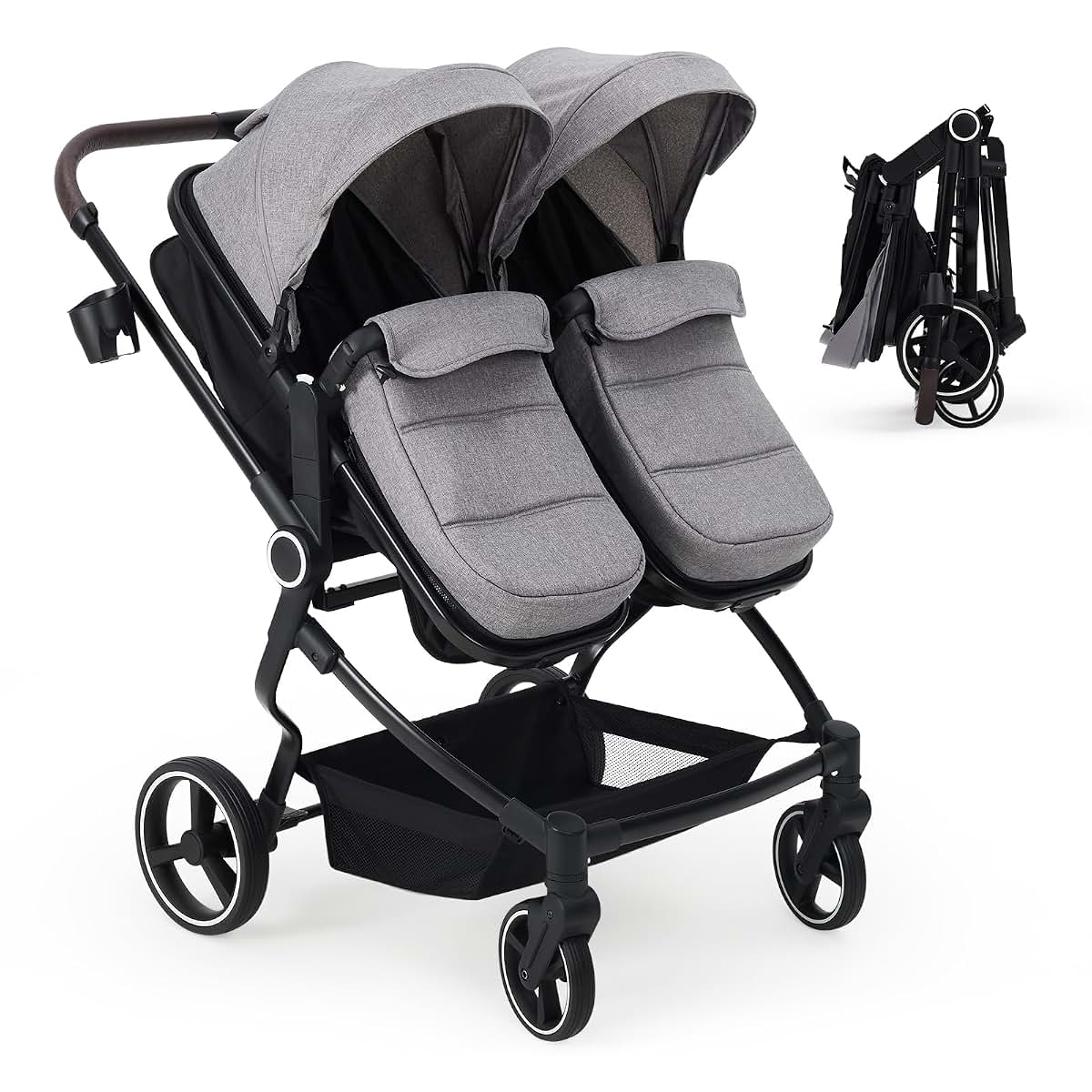 HarmoHaby Side By Side Double Stroller Newborn and Toddler, Lightweight Compact Twin Stroller with Reversible Seat