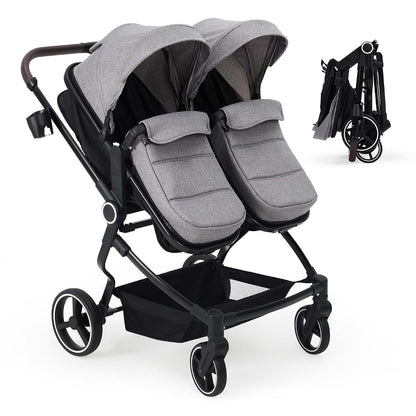 HarmoHaby Side By Side Double Stroller Newborn and Toddler, Lightweight Compact Twin Stroller with Reversible Seat