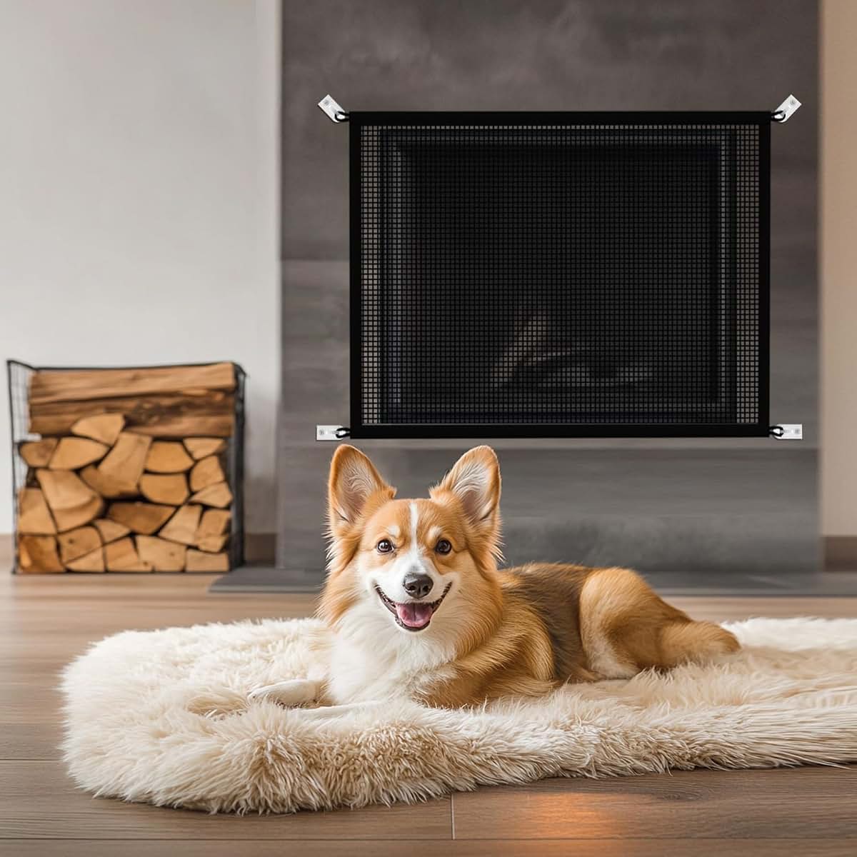 Cupount Fireplace Screen Safe Mesh Gate