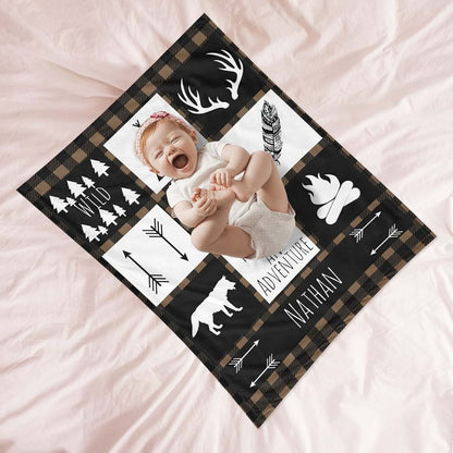 CADE Customize Baby Blanket for Boys Personalized Woodland Baby Blanket with Name Custom Gifts for Baby Shower (photo 3)