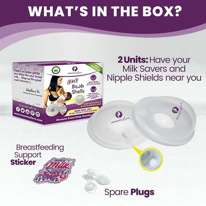 Mommyz Love Breast Shells & Milk Catcher with Plugs, 2 Pack