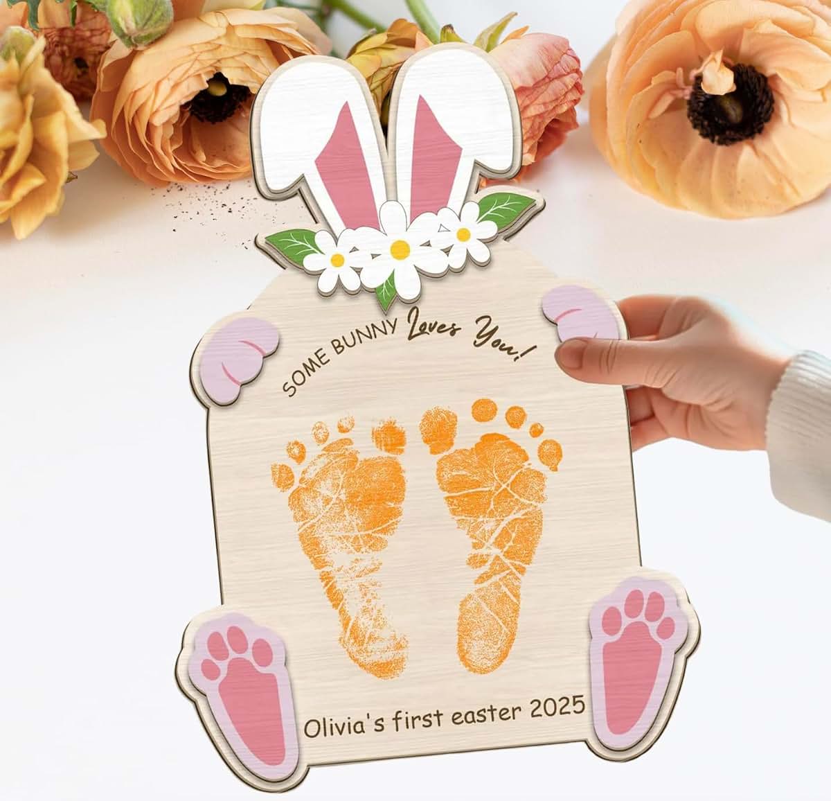 BBLI Personalized Easter Footprint Board for Baby First Easter Keepsake (photo 4)