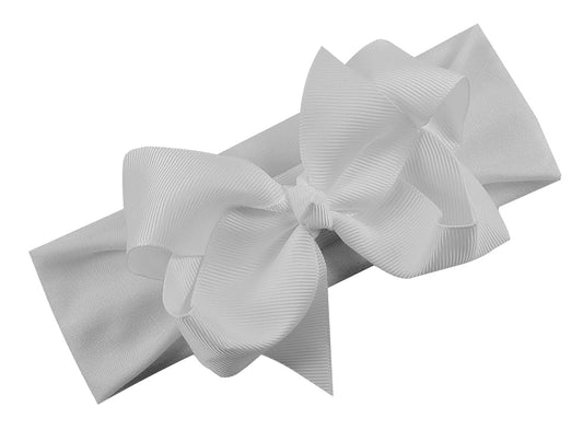 Funny Girl Designs Grosgrain Bow Baby Headband Fits Newborn to 9 Months (White)