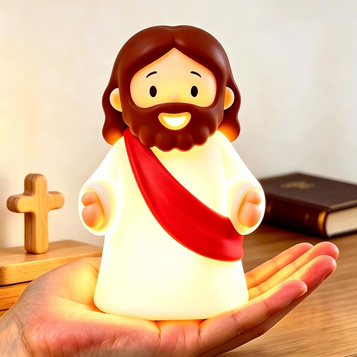 Silicone Jesus Night Light: Dimmer, Rechargeable Decor Lamp