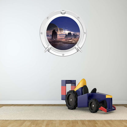 MySticky Sci-Fi 3D Round Porthole Vinyl Wall Decal, Small 13.78 x 13.78 Inch