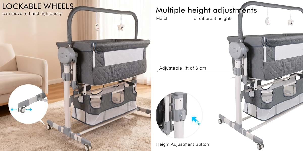 MoLi Electric Bluetooth Smart Baby Bedside Crib Bassinet Foldable Infant Bedside Cot Toddler Multifunctional Cradle (photo 4)